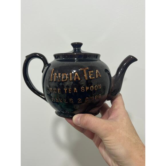 Vintage Brown Betty Style 'India Tea' Tea Pot - Maker Unknown - Picture 4 of 9